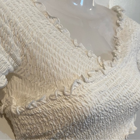 Heart and Hips Off White Criss Cross Stretchy Crop Top Size S NWT - Picture 4 of 16